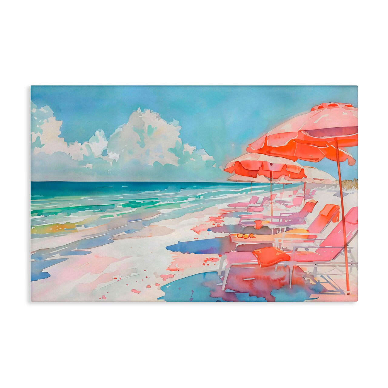 Stupell Industries Peach Beach Relaxing Chairs Canvas Wall Art, design by LSR Design Studio